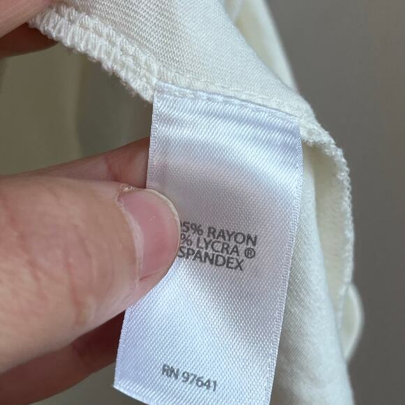 J.Jill Wearever White Ruffle Sleeve Top L Soft Stretch Minimalist Chic Workwear - Picture 6 of 7